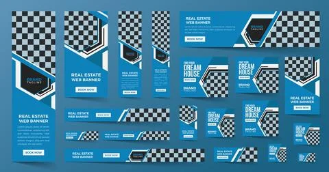 Real estate google web ads banner template design Ilustración de archivo