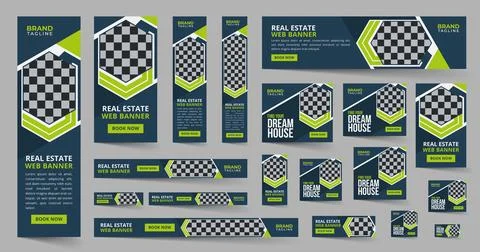 Real estate google web ads banner template design Ilustración de archivo