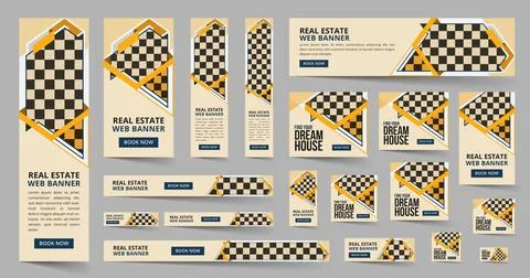 Real estate google web ads banner template design Ilustración de archivo