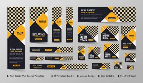 Real estate google web ads banner template design Ilustración de archivo