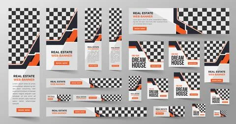 Real estate google web ads banner template design Ilustración de archivo