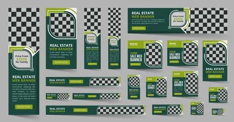 Real estate google web ads banner template design Ilustración de archivo