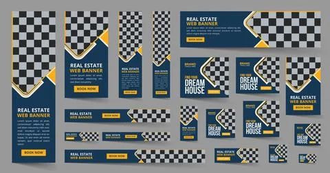Real estate google web ads banner template design Ilustración de archivo