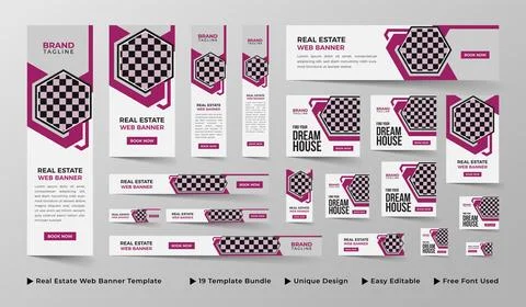 Real estate google web ads banner template design Ilustración de archivo