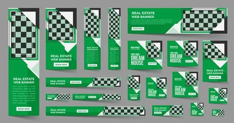 Real estate google web ads banner template design Ilustración de archivo