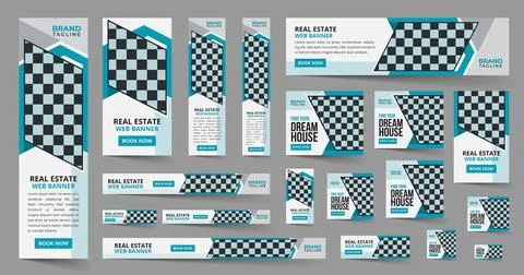 Real estate google web ads banner template design Ilustración de archivo