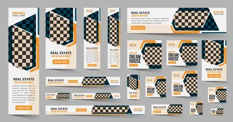Real estate google web ads banner template design Ilustración de archivo