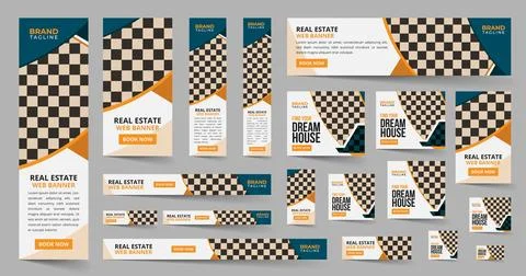 Real estate google web ads banner template design Ilustración de archivo