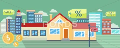 Real Estate, House for Sale, Installment Sale Stock Illustration