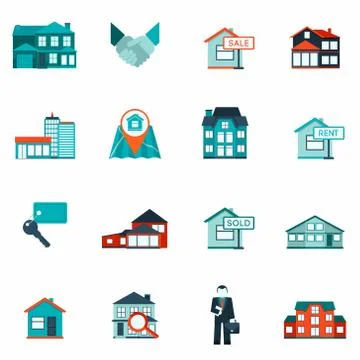 Real Estate Icon Flat Illustration