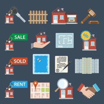 Real estate icons Stock Illustration
