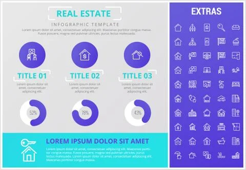 Real estate infographic template, elements, icons. イラスト素材