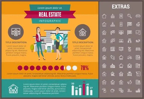Real estate infographic template, elements, icons. イラスト素材