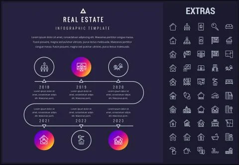 Real estate infographic template, elements, icons. イラスト素材