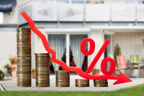 Real Estate Interest Percentage Decrease 스톡 사진