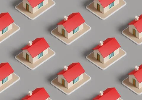 Real estate isometric seamless pattern. 3d illustration. Illustrazione stock