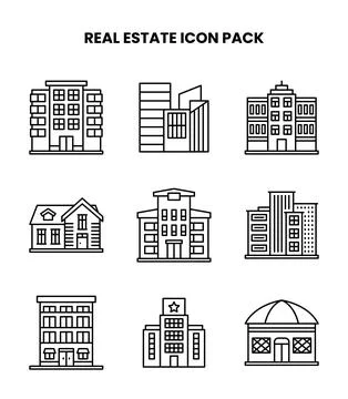 Real Estate Line Bundle Icons Pack Stock Illustration