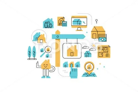 Real Estate line icons illustration Stock Illustration