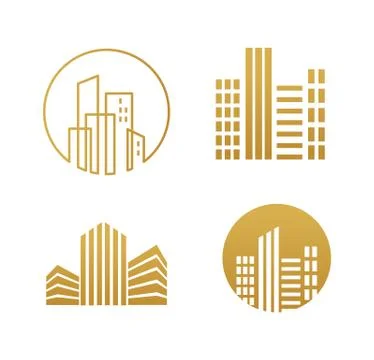 Real estate logo, building development, set of logos, icons and elements Ilustración de archivo
