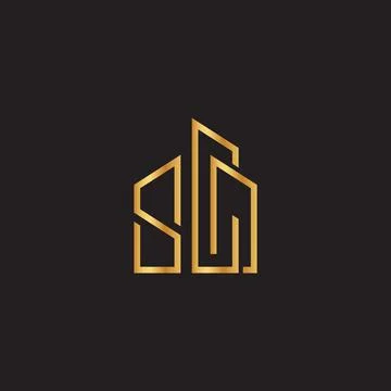 Real estate logo design vector template, s c real estate logo, s c d home logo Stock Illustration