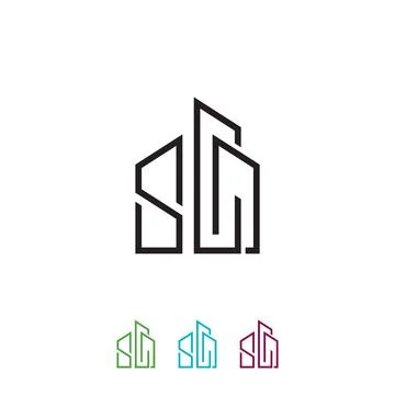 Real estate logo design vector template, s c real estate logo, s c d home logo Stock Illustration