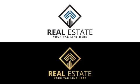 Real estate logo set bundle pack design modern iconic symbol Stock Illustration