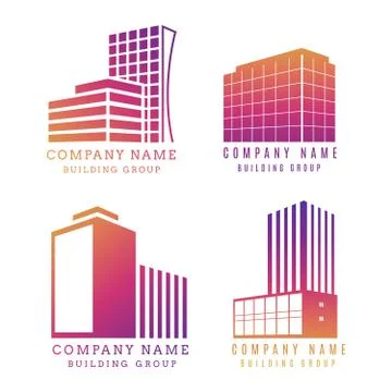 Real estate logo set. Vector modern building emblem design Stock Illustration