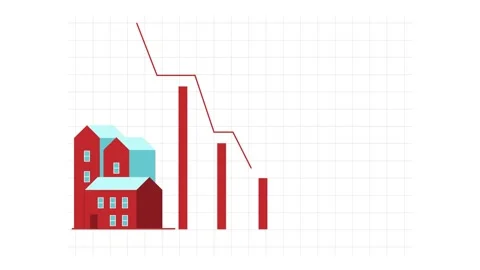 Real Estate Market Analysis with Falling Down Property Trend Chart 스톡 동영상 342762733