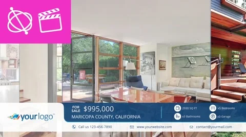 Real-Estate Multi Properties 1min Slideshow 7 - Apple Motion and Final Cut Pro X Stock After Effects