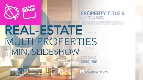 Real-Estate Multi Properties 1min Slideshow 09 - Apple Motion and Final Cut Pro After Effects stock