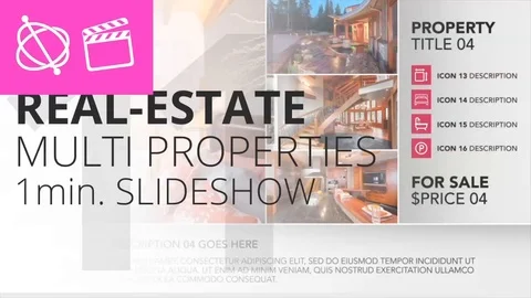 Real-Estate Multi Properties 1min Slideshow 11 - Apple Motion and Final Cut Pro Stock After Effects