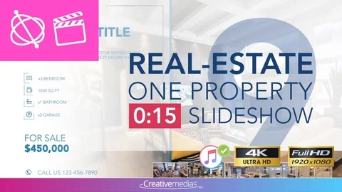Real-Estate One Property 15s Slideshow 9 - Apple Motion and Final Cut Pro X Temp Stock After Effects