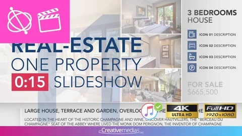 Real-Estate One Property 15s Slideshow 11 - Apple Motion and Final Cut Pro X Tem Stockmateriaal After Effects