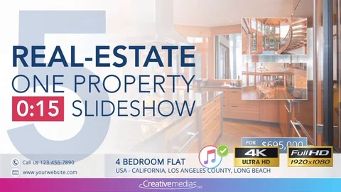 Real-Estate One Property 15s Slideshow 5 - After Effects Template  After Effects	Stock
