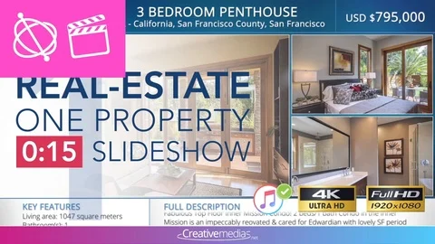 Real-Estate One Property 15s Slideshow 1 - Apple Motion and Final Cut Pro X Temp After Effects stock