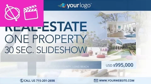 Real-Estate One Property 30s Slideshow 4 - Apple Motion and Final Cut Pro X Temp After Effects stock