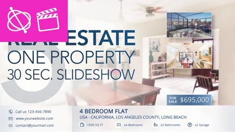 Real-Estate One Property 30s Slideshow 5 - Apple Motion and Final Cut Pro X Temp After Effects stock