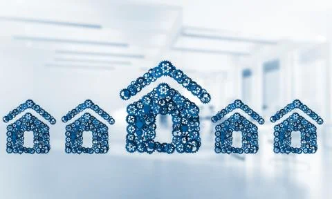 Real estate or construction idea presented by home icon on white Stock Illustration