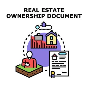 Real estate ownership document concept with property investment 스톡 일러스트