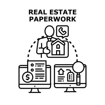 Real estate paperwork process managing transactions online Stock Illustration
