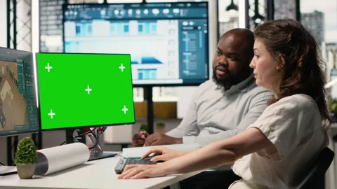 Real estate professionals work on site preparation with a copy space Stock Footage 316795042
