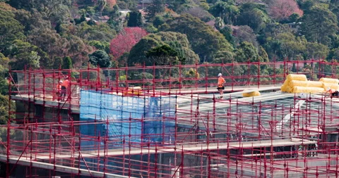 Real Estate Project Construction Site with Architectural Engineer and Workers Video stock 237096085