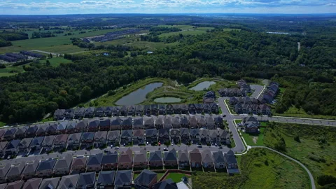 Real estate project construction site in America. Townhouses and Housing bu.. Stock Footage 346728671