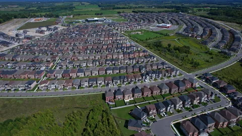Real estate project construction site in America. Townhouses and Housing bu.. Stock Footage 346728672