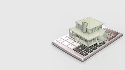 Real Estate Property Value Calculation and Mortgage Cost Concept 3d render. Stock Illustration