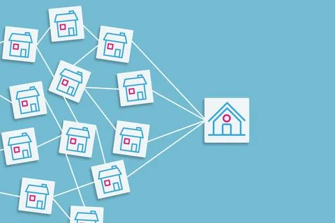 Real estate services concept. Help in finding affordable housing. Stock Illustration