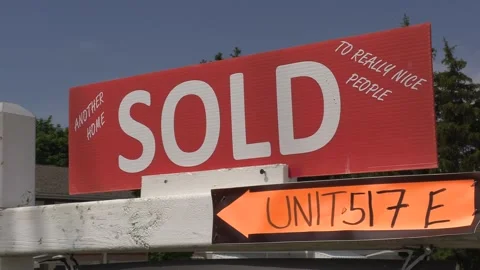 Real estate signs on homes and houses for sale Stock Footage 155221753