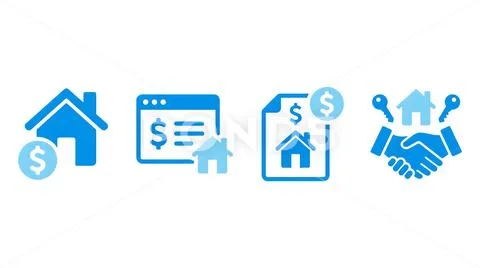 Real Estate Transaction Icons Representing Sale and Finance transparent back Plantilla PSD