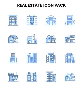 Real Estate Two Colour Bundle Icons Pack Ilustración de archivo