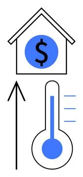 Real Estate Value Increase and Economic Growth Indicated by Rising Thermome.. Stock Illustration